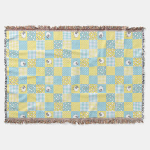 Manta Diversão Welsh Sheep Faux Patchwork Blue Yellow Gi