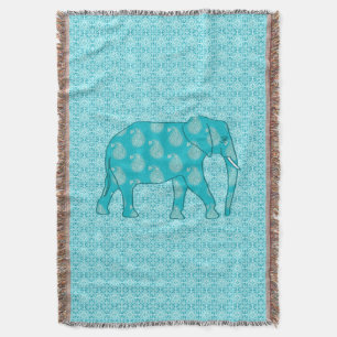 Manta Elefante de Paisley - turquesa e aqua