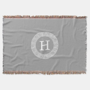 Manta Escuro - monograma chave grego branco cinzento da