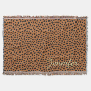 Manta Estampa de leopardo marrom chic com monograma