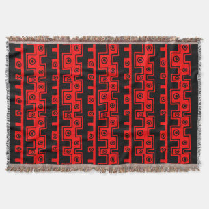 Manta Estilo Tribal II - Preto em Vermelho