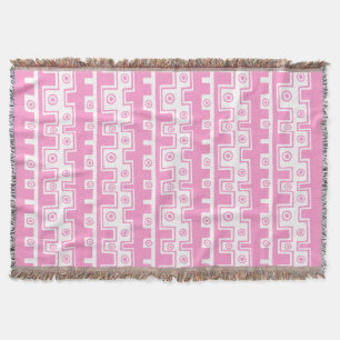 Manta Estilo Tribal II - Rosa sobre Branco