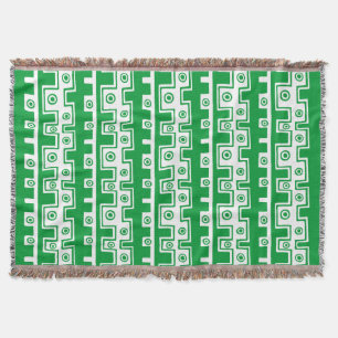 Manta Estilo Tribal II - Verde-Grama em Branco