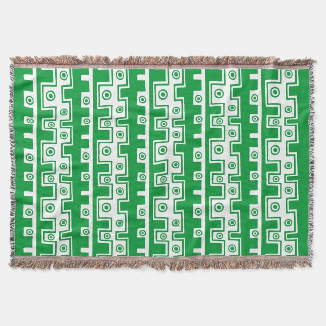 Manta Estilo Tribal II - Verde Grass em Branco (Frente)
