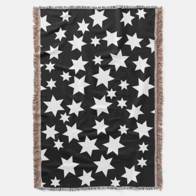 Manta Estrelas Brancas Aleatórias em Preto (Frente Vertical)