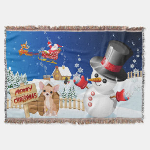 Manta Feliz Natal Chihuahua com Frosty