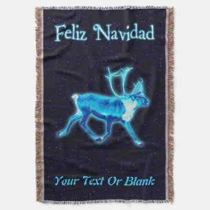 Manta Feliz Navidad - Azul Cariou (Reindeer)