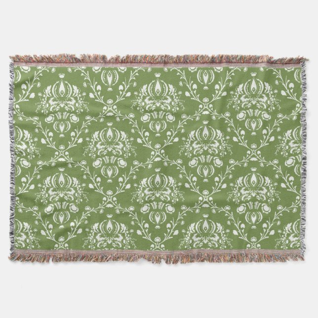 Manta Fern Green e White Damask (Frente)