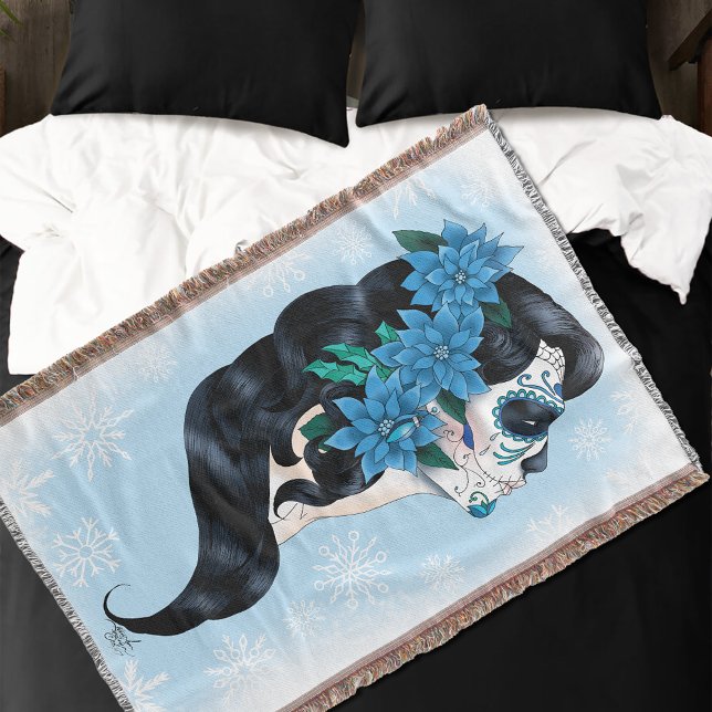Manta Flocos de neve azuis de açúcar azul de inverno (Criador carregado)