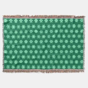 Manta Flocos de neve de Ikat - verde do pinho e da