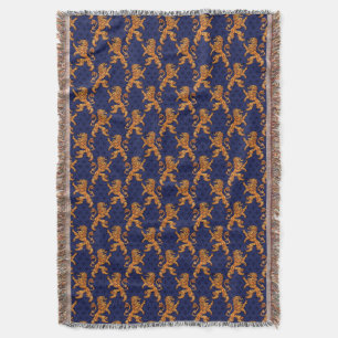 Manta Flor de lis Dourado medieval do azul do leão