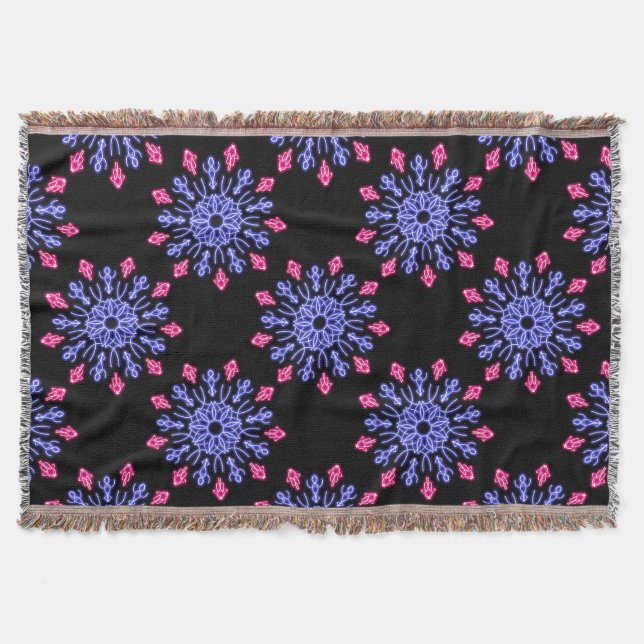 Manta Flor de néon azul e vermelho (Frente)