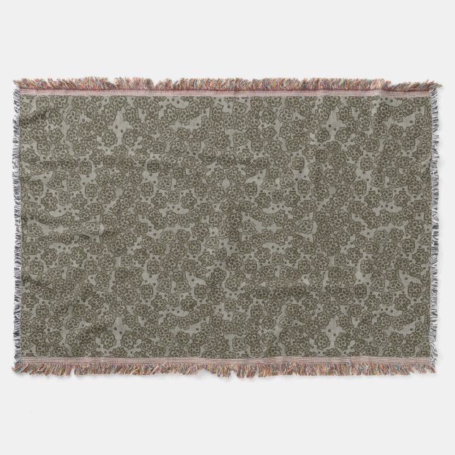 Manta Flor primavera, escala de cinza, padrão floral (Frente)