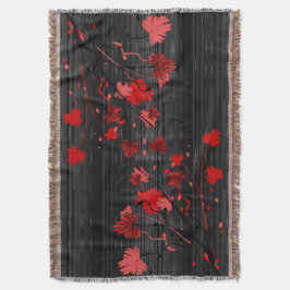 Manta Floral Vermelho Deco de Arte Elegante com faixas P