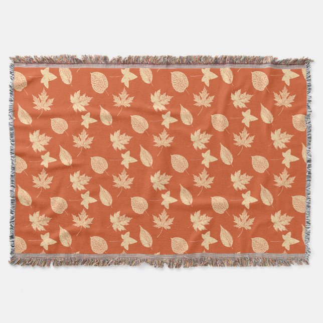 Manta Folhas de outono - laranja-mandarina (Frente)