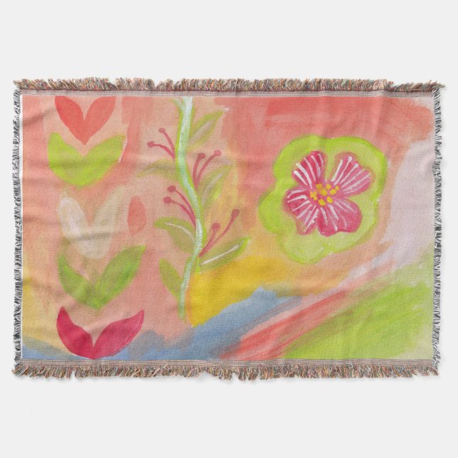 Manta folhas e flores pintadas (Frente)