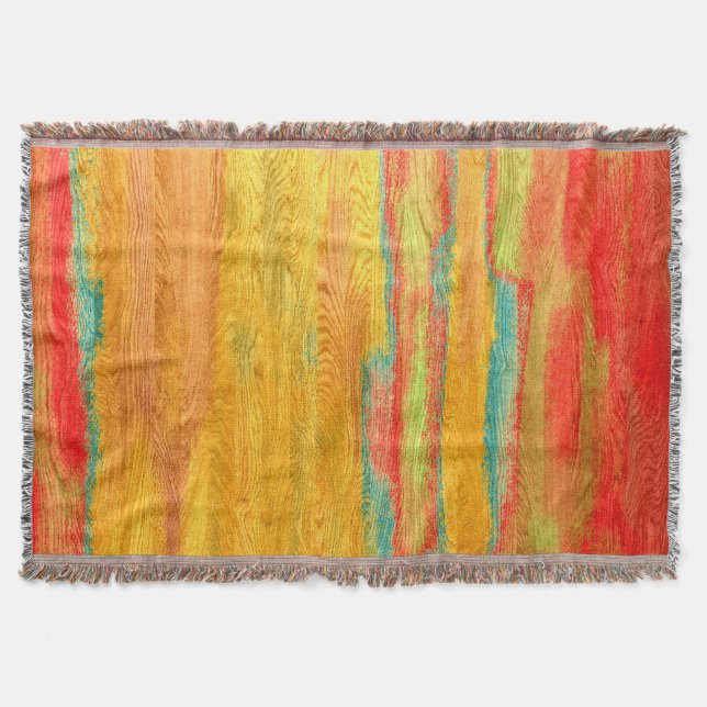 Manta Fundo Colorido de Madeira Moderna com Graça #5 (Frente)