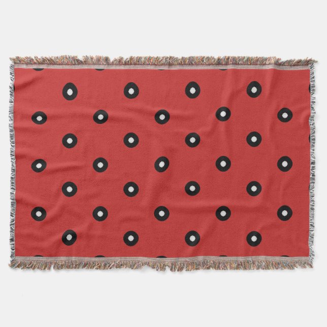 Manta Fundo Vermelho Bolinhas Preto/Branco (Alterável) (Frente)
