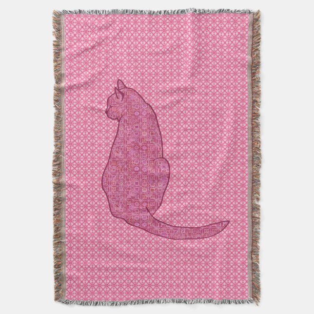 Manta Gato Japonês - Batik Rosa Fúcsia (Frente Vertical)