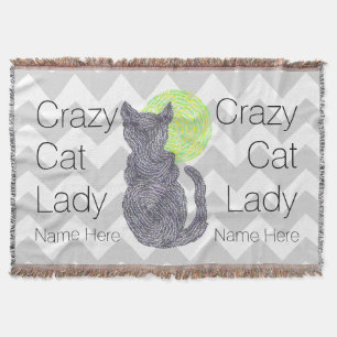 Manta Gato preto de Z e a senhora louca do gato do