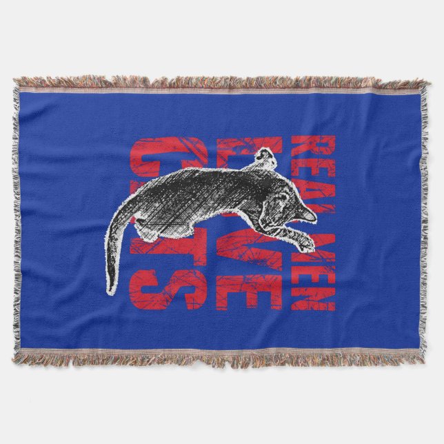 Manta Homens Reais Adoram Gatos Azuis (Frente)