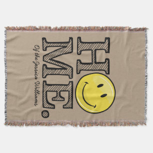 Manta Housewarming feliz amarelo clássico da cara  