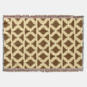 Manta Ikat Aztec Pattern - Tan, marrom e creme