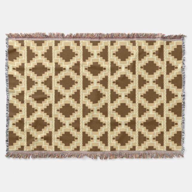 Manta Ikat Aztec Pattern - Tan, marrom e creme (Frente)