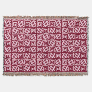 Manta Ikat Aztec Tribal - Borgonha e Rosa