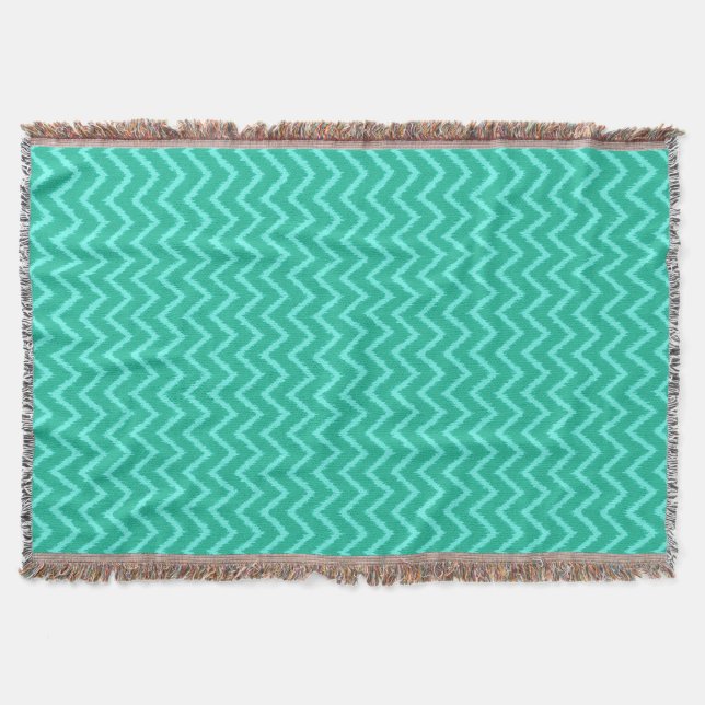 Manta Ikat Chevrons - Turquesa e aqua (Frente)