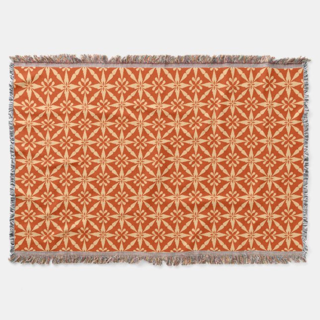 Manta Ikat Star Pattern - Mandarin Orange (Frente)