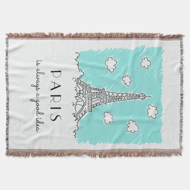 Manta Ilustração de torre Eiffel Lança de texto personal (Frente)