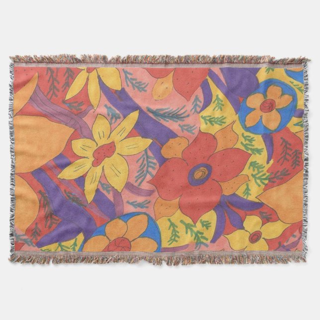 Manta Impressão do Jardim Laranja Bold Bohemian (Frente)
