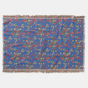 Manta Impressão Floral Retro Chic no Soquete Azul