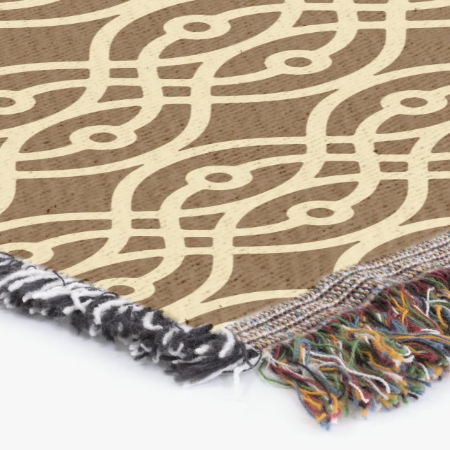 Manta Kimono impressão, chocolate castanho e bronzeado (Canto)