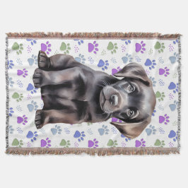 Manta Labrador Retriever Colorful Paw Imprime Cachorro D