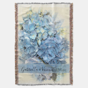 Manta Lembrança azul do casamento da flor do Hydrangea