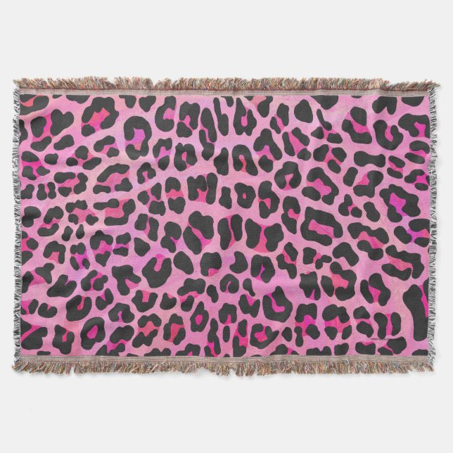 Manta Leopardo, Impressão preto e rosa quente (Frente)