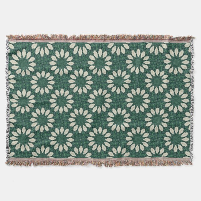 Manta Mandala Tropical de Sacramento Verde e Folha Prate (Frente)