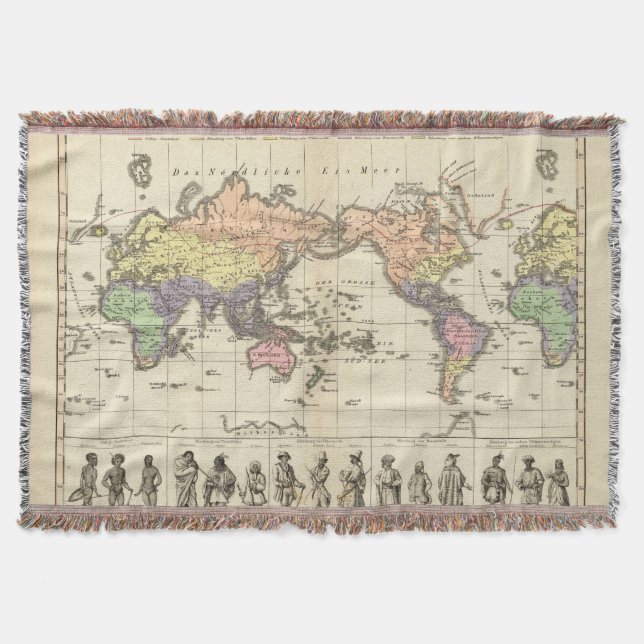 Manta Mapa do mundo de estilos da roupa (Frente)