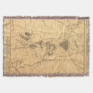 Manta Mapa do vintage do campo de batalha de Gettysburg
