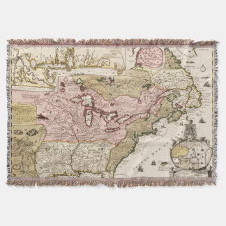 Manta Mapa medieval francês da América do Quebec/Nova-Fr