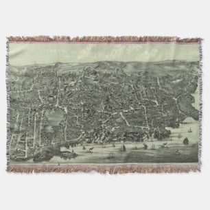 Manta Mapa pictórico do vintage das MÃES de Marblehead