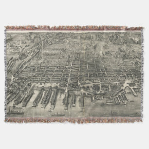 Manta Mapa pictórico do vintage de Hoboken NJ (1904)