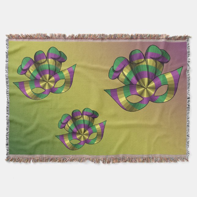 Manta Mardi Gras Mask Throw Blanket (Frente)
