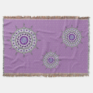 Manta Mehndi Fantasy Silver Throw Blanket