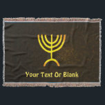 Manta Menorah Flame<br><div class="desc">Uma renderização digital marrom e dourada da menorah judia de sete ramificações (hebraico: מְ נ וֹ רָ ). Adicione seu próprio texto. A menorah de sete ramificações, usada no santuário portátil montado por Moisés na selva e, mais tarde, no Templo em Jerusalém, tem sido símbolo do judaísmo desde a Antiguidade...</div>