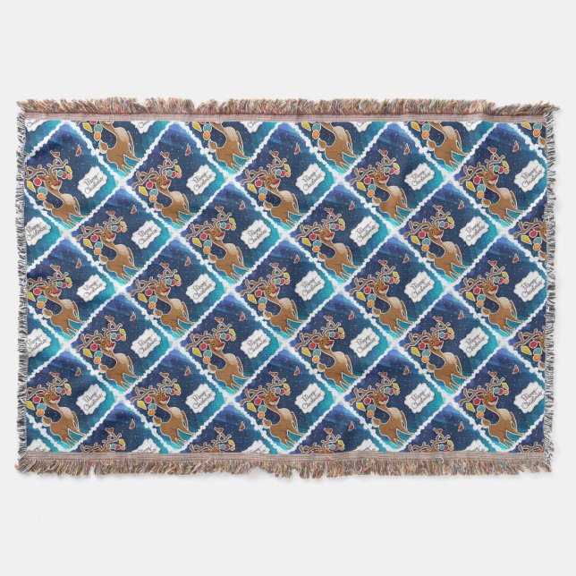 Manta Merry Christmas Prancing Reindeer (Frente)