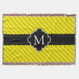 Manta Monograma amarelo do costume do preto do teste