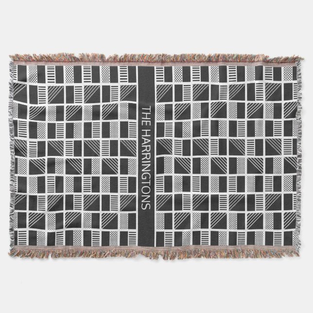 Manta Monograma personalizado de quadrados geométricos l (Frente)